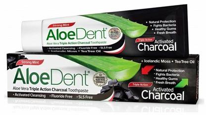 AloeDent Triple Action Charcoal Οδοντόκρεμα με Ενεργό Άνθρακα & Χωρίς Φθόριο για Λεύκανση & Πλάκα 100ml Optima Naturals
