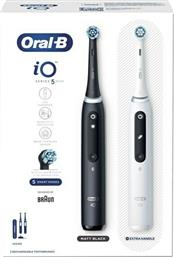 Oral-B IO Series 5 Duo Pack Ηλεκτρική Οδοντόβουρτσα με Αισθητήρα Πίεσης και Θήκη Ταξιδίου Black & White