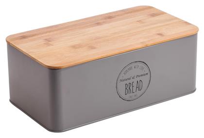 Ψωμιέρα με Καπάκι Μεταλλική Γκρι 42.3x23x12.7cm Oriana Ferelli