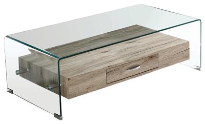 Τραπεζάκι Σαλονιού Glasser Wood Μ110xΠ55xΥ35εκ. Διάφανο - Woodwell