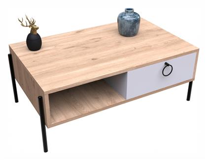 Τραπεζάκι Σαλονιού Μ90xΠ56xΥ37.6εκ. Λευκό - Sonoma - HomeMarkt