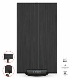 OTA-3035 Εσωτερική Κεραία Τηλεόρασης (απαιτεί τροφοδοσία) σε Μαύρο Χρώμα Σύνδεση με Ομοαξονικό (Coaxial) Καλώδιο Osio