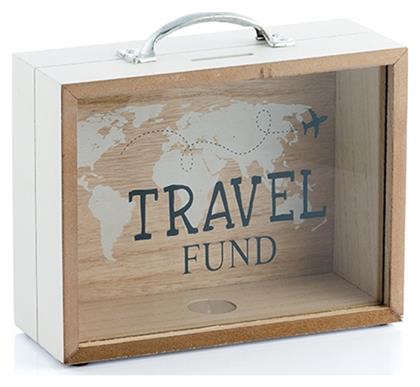 Κουμπαράς Ξύλινος Travel Fund Μπεζ 20.5x7.5x12cm Out of the Blue