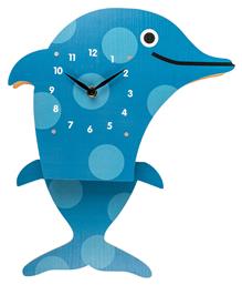 Παιδικό Ρολόι Τοίχου Δελφίνι Ξύλινο με Εκκρεμές 27x33cm Out of the Blue από το Vour