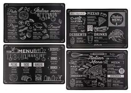 Tasty Menu Σουπλά Πλαστικό Μαύρο 43.5x28.5cm 4τμχ Out of the Blue