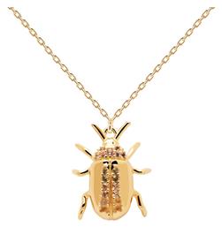 Balance Beetle Amulet Κολιέ από Επιχρυσωμένο Ασήμι με Ζιργκόν P D Paola