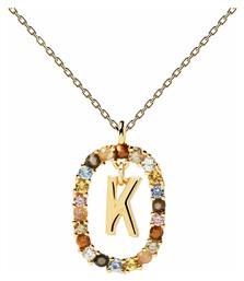 Letter Collection ”K” Κολιέ Μονόγραμμα ''Κ'' από Επιχρυσωμένο Ασήμι με Πέρλες & Ζιργκόν P D Paola
