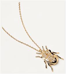 Luck Beetle Amulet Κολιέ από Επιχρυσωμένο Ασήμι με Ζιργκόν P D Paola
