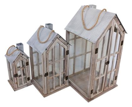 Bearie Σετ Φαναράκια Μεταλλικά Επιτραπέζια Καφέ 31x31x60εκ. 3τμχ Pakketo