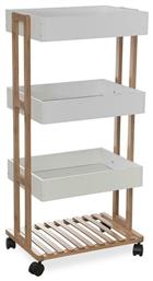 Irene Τρόλεϊ Κουζίνας Ξύλινο Λευκό 4 Θέσεων 41x31x88cm Pakketo