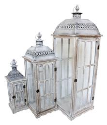 Penny Σετ Φαναράκια Μεταλλικά Επιτραπέζια Λευκά 33x33x99εκ. 3τμχ Pakketo