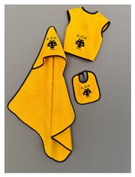 Official Team Licenced Aek Βρεφικό Σετ Λουτρού Κίτρινο 3τμχ Βάρους 380gr/m² Palamaiki