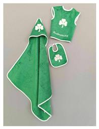 Official Team Licensed Panathinaikos Βρεφικό Σετ Λουτρού Πράσινο 3τμχ Βάρους 380gr/m² Palamaiki