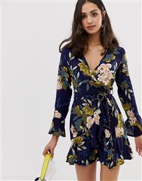Parisian cross front dress in floral print with self tie belt-Navy από το Asos