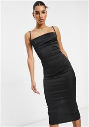 Parisian satin cami strap midi dress with cowl neck in black από το Asos