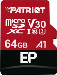 Patriot EP Series microSDXC 64GB Class 10 U3 V30 A1 UHS-I με αντάπτορα από το e-shop