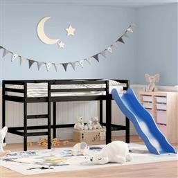 Παιδικό Κρεβάτι Υπερυψωμένο Μονό Μαύρο , για Στρώμα 90x200cm