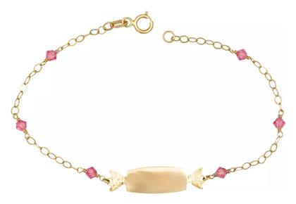 Παιδικό Βραχιόλι Ταυτότητα από Χρυσό 9K με Πέτρες & Κοριτσάκι