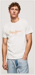 Ανδρικό T-shirt Off White με Λογότυπο Pepe Jeans