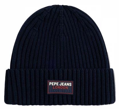 Beanie Ανδρικός Σκούφος με Rib Πλέξη σε Navy Μπλε χρώμα Pepe Jeans