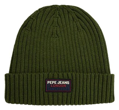 Beanie Ανδρικός Σκούφος με Rib Πλέξη σε Πράσινο χρώμα Pepe Jeans