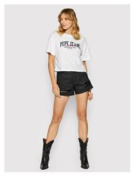 Cara Γυναικείο Crop Top Κοντομάνικο Καλοκαιρινό Λευκό Pepe Jeans