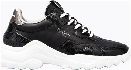 Pepe Jeans Eccles Croco Γυναικεία Chunky Sneakers Μαύρα από το Notos