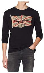 Pepe Jeans Flag Ανδρική Μπλούζα Μακρυμάνικη Μαύρη από το Plus4u