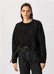 Pepe Jeans Lisa Chenille Μακρυμάνικο Γυναικείο Πουλόβερ Μαύρο από το Troumpoukis