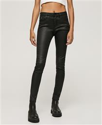 Pepe Jeans Regent Γυναικείο Ψηλόμεσο Δερμάτινο Παντελόνι σε Skinny Εφαρμογή Μαύρο από το Spartoo