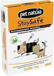Stay Safe 15kg Αντιπαρασιτική Αμπούλα Σκύλου 1.5ml 3τμχ Pet Natura