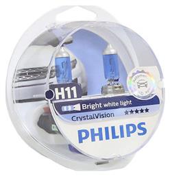 Crystal Vision Λάμπες H11 Αλογόνου Φυσικό Λευκό 2τμχ Philips