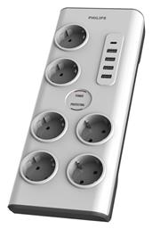 Πολύπριζο Ασφαλείας 6 Θέσεων με 4 USB-A, 1 USB-C και Καλώδιο 2m Philips