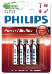 Power Αλκαλικές Μπαταρίες AAA 1.5V 4τμχ Philips