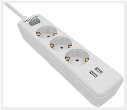 SPN7060WA/GRS Πολύπριζο Ασφαλείας 6 Θέσεων με 4 USB Λευκό Philips