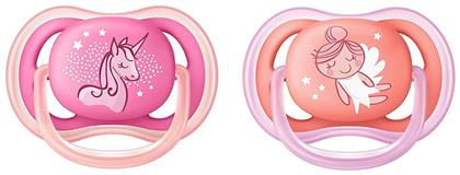 Ultra Air Ορθοδοντικές Πιπίλες Σιλικόνης με Θήκη Μονόκερος - Ροζ - Πορτοκαλί για 6-18 μηνών 2τμχ Philips