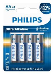 Ultra Αλκαλικές Μπαταρίες AA 1.5V 4τμχ Philips
