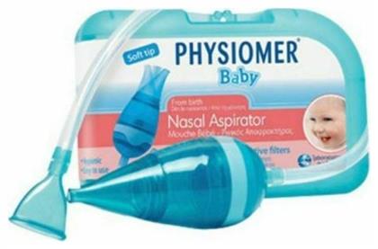 Baby Nasal Aspirator Ρινικός Αποφρακτήρας για Βρέφη & 5 Προστατευτικά Φίλτρα Physiomer