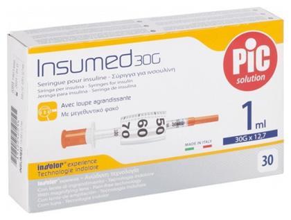 PiC Solution Insumed Σύριγγες Ινσουλίνης 30G x 12.7mm 1ml 30τμχ - Pic Solution