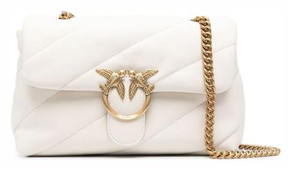 Love Classic Puff Δερμάτινη Γυναικεία Τσάντα Ώμου Λευκή Pinko