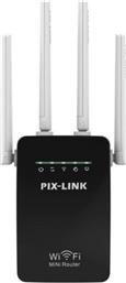 Pix-Link LV-WR09 Black WiFi Extender Single Band (2.4GHz) 300Mbps από το Electronicplus