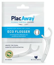 Eco Flosser Οδοντικό Νήμα με Γεύση Μέντα και Λαβή σε Λευκό χρώμα 30τμχ PlacAway