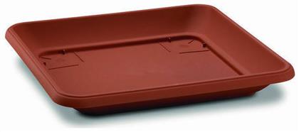 Corfu Τετράγωνο Πιάτο Γλάστρας σε Καφέ Χρώμα 36x36cm Plastona