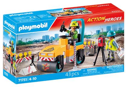 Action Heroes Οδοστρωτήρας & Εργάτες για 4-10 ετών Playmobil