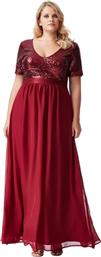 plus size αέρινο paillette & chiffon maxi φόρεμα σε μπορντώ wine από το PerfectDress