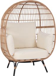 Πολυθρόνα Εξωτερικού Χώρου Rattan Allegra με Μαξιλάρι Μπεζ 110x85x148εκ. από το MyCasa