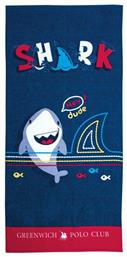 Greenwich Shark Παιδική Πετσέτα Θαλάσσης Μπλε Καρχαρίες 140x70εκ. Polo Club