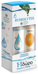 Power Health Hydrolytes Stevia & Vitamin C 500mg 20 + 20 αναβράζοντα δισκία - Power Of Nature