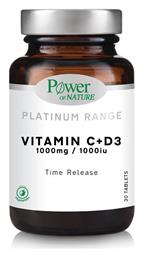 Platinum Range Vitamin C+D3 Πολυβιταμίνη 1000iu 1000mg 30 ταμπλέτες Power Of Nature