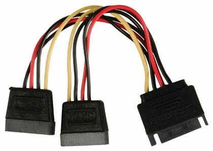 15-Pin Sata male - 2x 15-Pin Sata female Cable Μαύρο (CAB-W012) Powertech